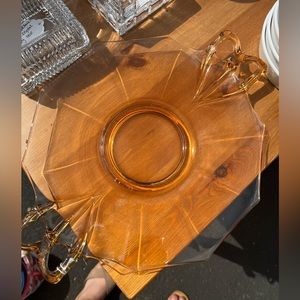Vintage Fostoria depression glass amber plate